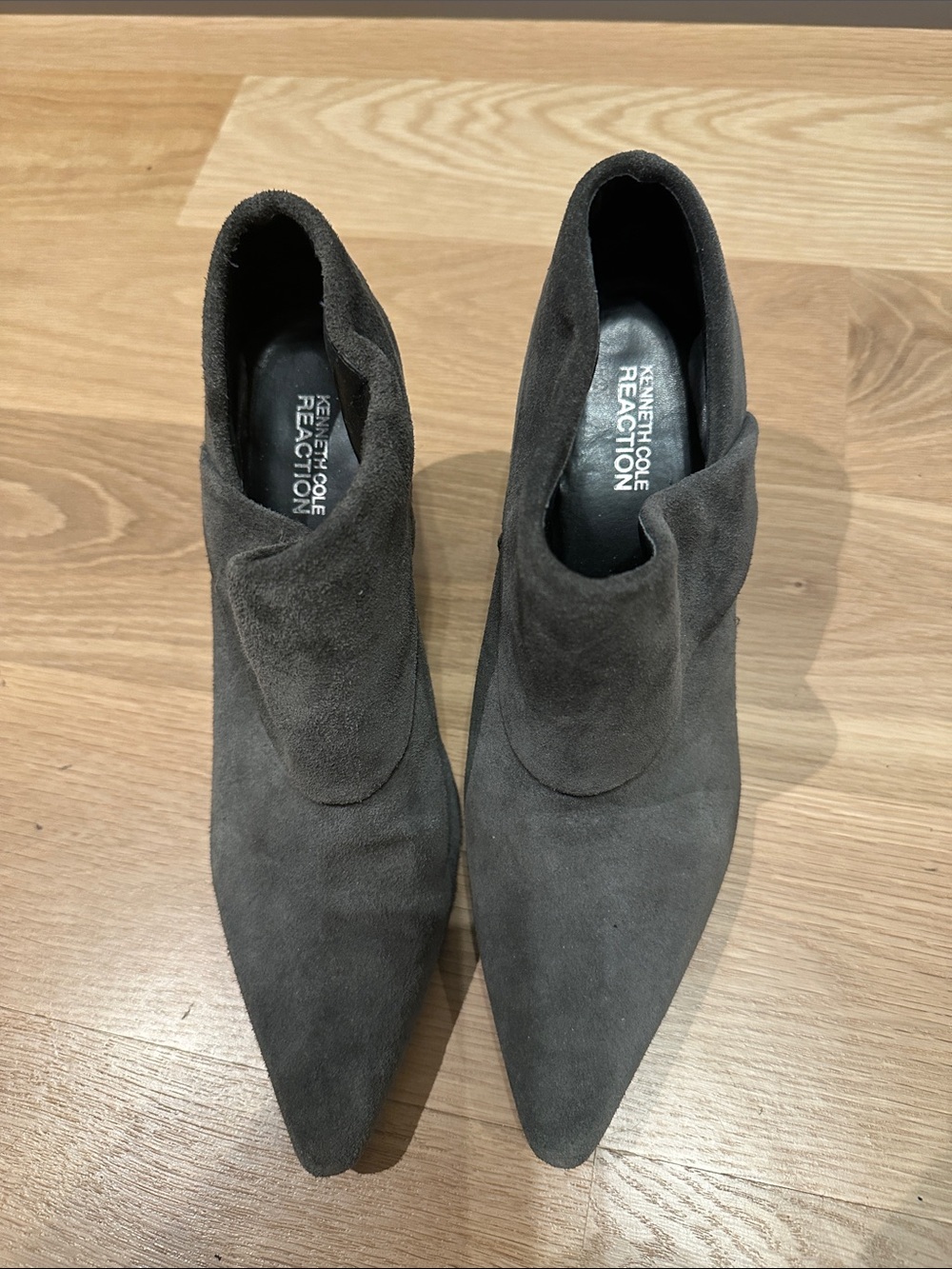 Kenneth Cole Reaction Charcoal Suede Pointed Ankle Booties